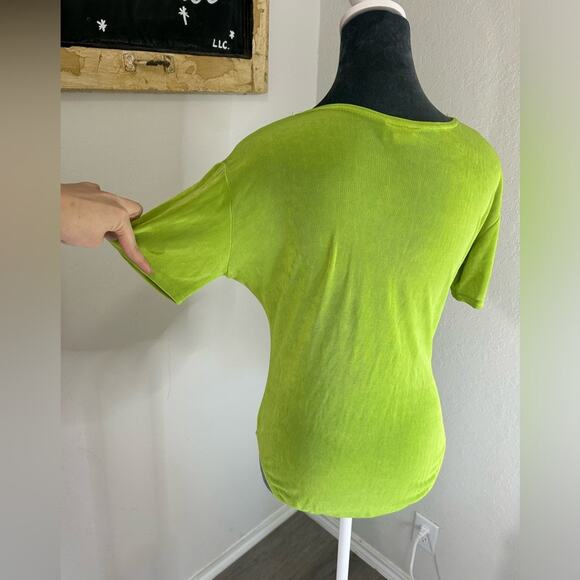 Large- stretchy - short sleeve- body suit - retro made in USA- green lime retro - Picture 6 of 8